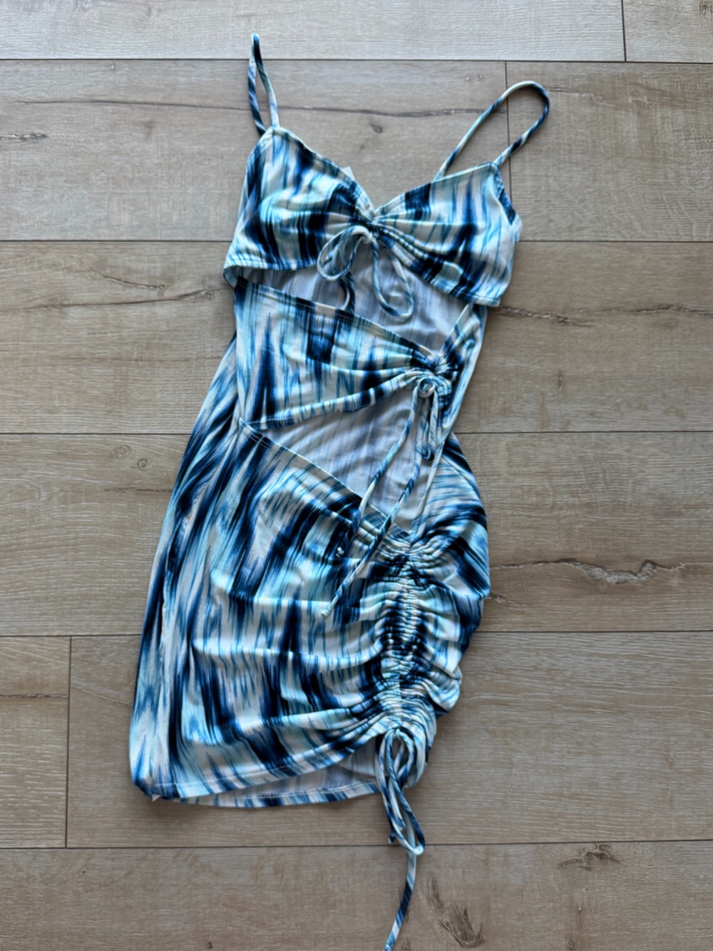 Blue Tie-Dye Drawstring Waist Women’s Skirt